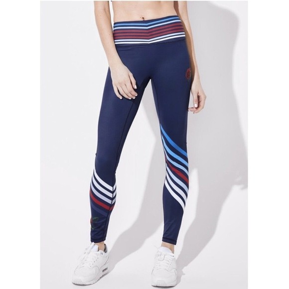 Peloton Pants - Peloton x Poprageous Pop Active Womens Leggings Size Large L Lines Stripes Rose